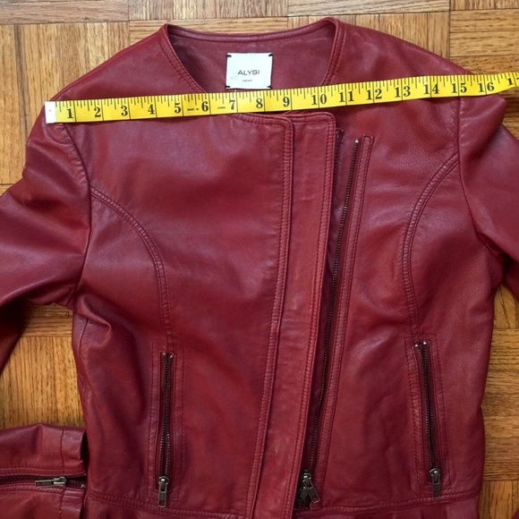 ALYSI  NEW DISTRESSED LEATHER Peplum Jacket 4 - Picture 3 of 7